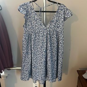 Blue and white floral dress